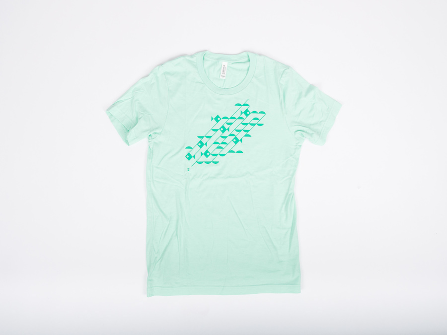 Promotional green ArtPrize Fish Ladder T-shirt, featured on MarkIt Merchandise's blog