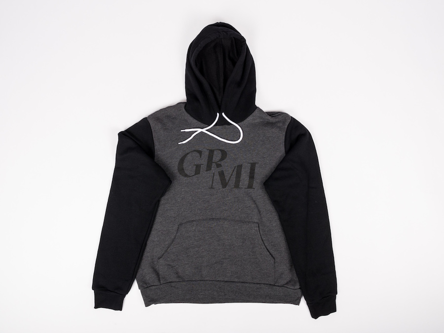 Black and Charcoal Gray GR MI Hoodie, featured in MarkIt Merchandise's blog.