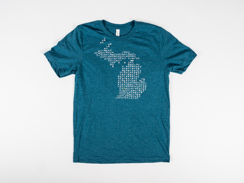 Michigan glyphs artprize teal t-shirt, featured on markit merchandise's blog