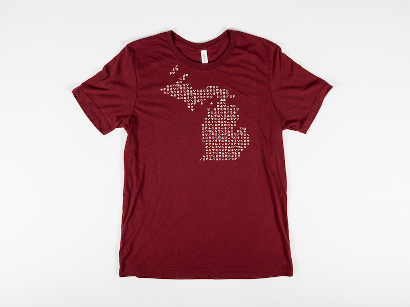 Michigan glyphs ArtPrize Maroon t-shirt featured on MarkIt Merchandise's blog