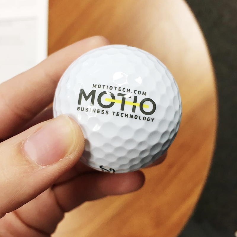 Motio Golfballs with two colored logo, featured on MarkIt Merchandise's blog