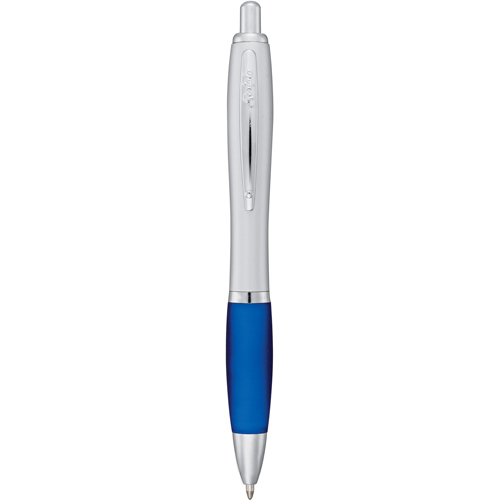 scripto author click in silver with blue grip.