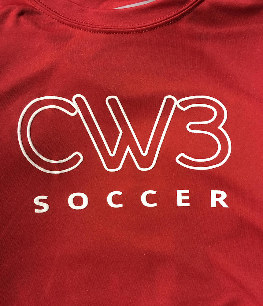 CW3 Soccer Jerseys printed on one color white logo