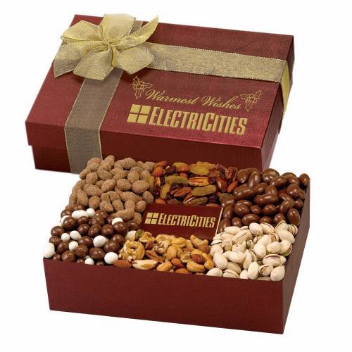 Promotional box with assorted nuts, perfect for the holidays for your customers and employees.