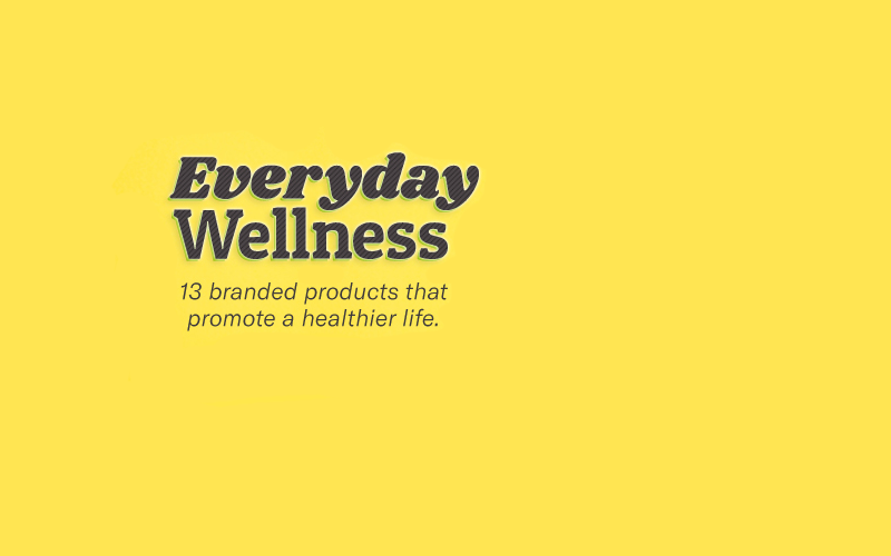 Banner graphic with "Everyday Wellness" and "13 branded products that promote a healthier life" written on it.
