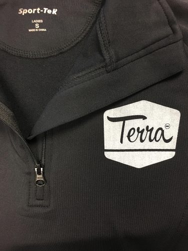 Sport-Tek Black Terra Restaurant Quarter Zip, screen printed at MarkIt Merchandise.